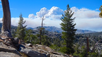 King Fire from Maggie's Peaks leaving Desolation Wilderness - In the few hours I had passed before, the fire grew closer